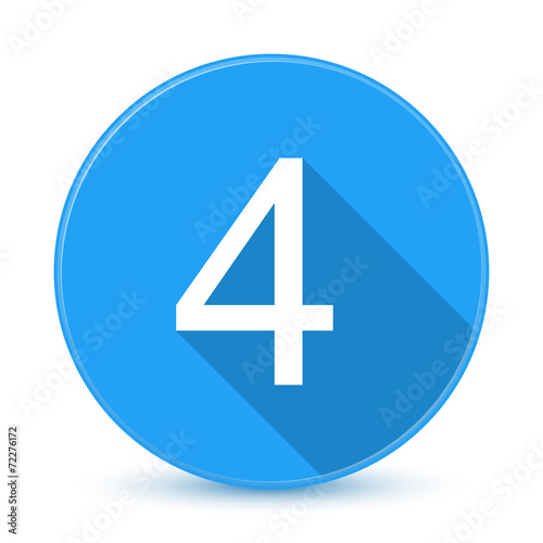 Blue 4 flat icon button with long shadow
