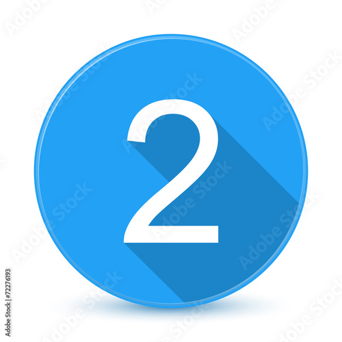 Blue 2 flat icon button with long shadow