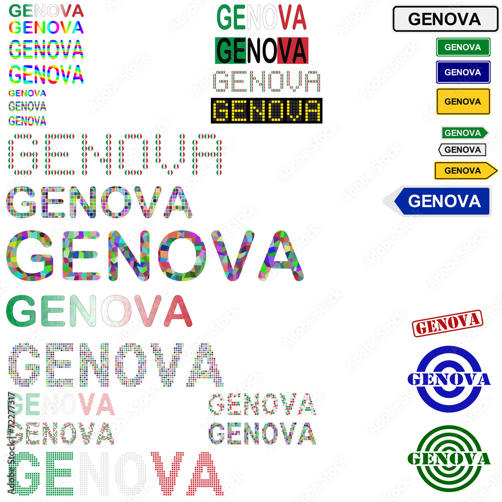 Genova (Genoa) text design set Genova (Genoa) text design set