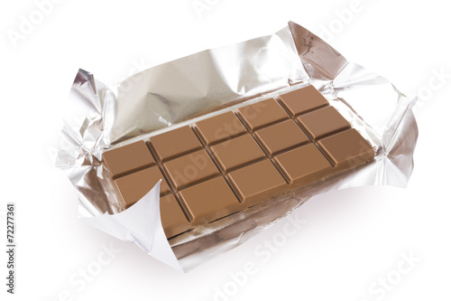 Chocolate bar with foil
