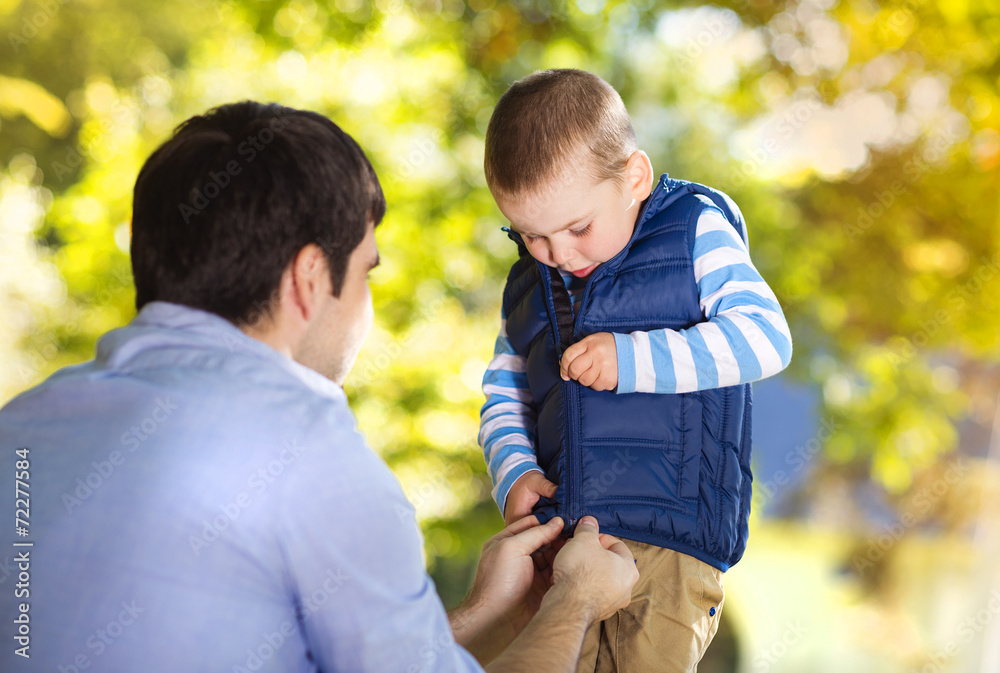 Fototapeta premium Father and son in nature