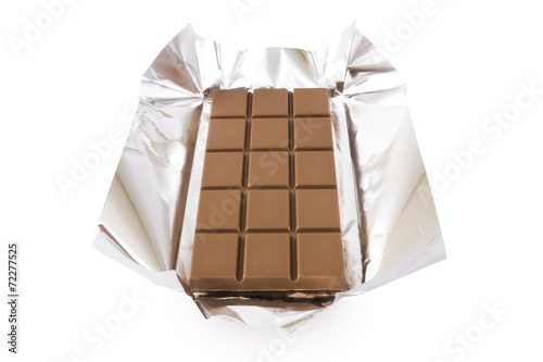 Chocolate bar with foil