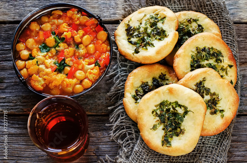 Arabic flat bread with herbs