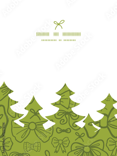 Vector green bows Christmas tree silhouette pattern frame card