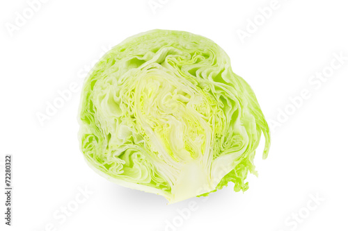 Half of iceberg lettuce on a white background
