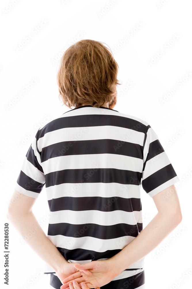 model isolated on plain background back looking behind model isolated on plain background back looking behind