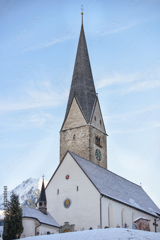 Church in the morning in Kleinwalsertal