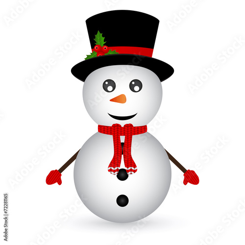 Christmas Snowman on white background