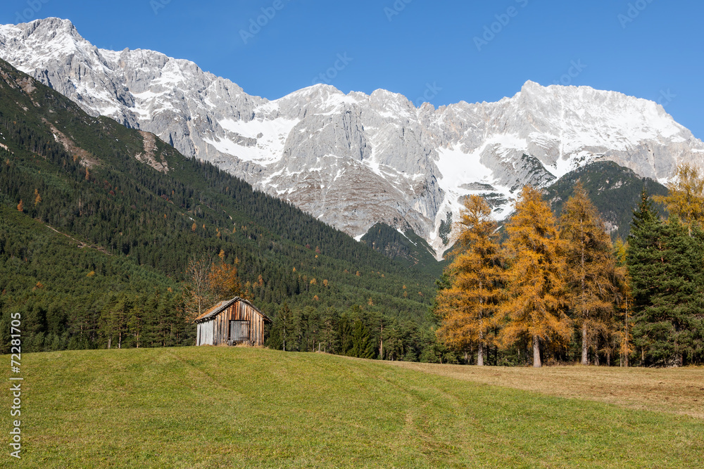 Autumn Mountain Landscape of the Mieming Plateau, Austria, Tyrol