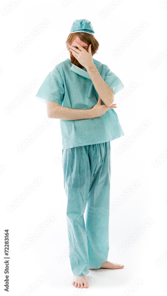 model isolated on plain background ashamed hiding face in hand model isolated on plain background ashamed hiding face in hand