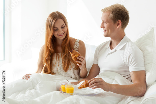 Young couple in bed