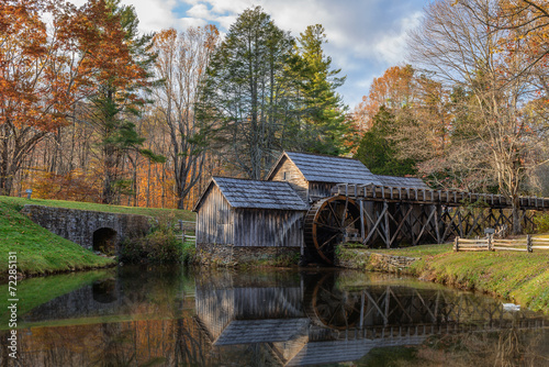 Fotografie, Obraz Mabry Mill, a restored gristmill on the Blue Ridge Parkway in Vi