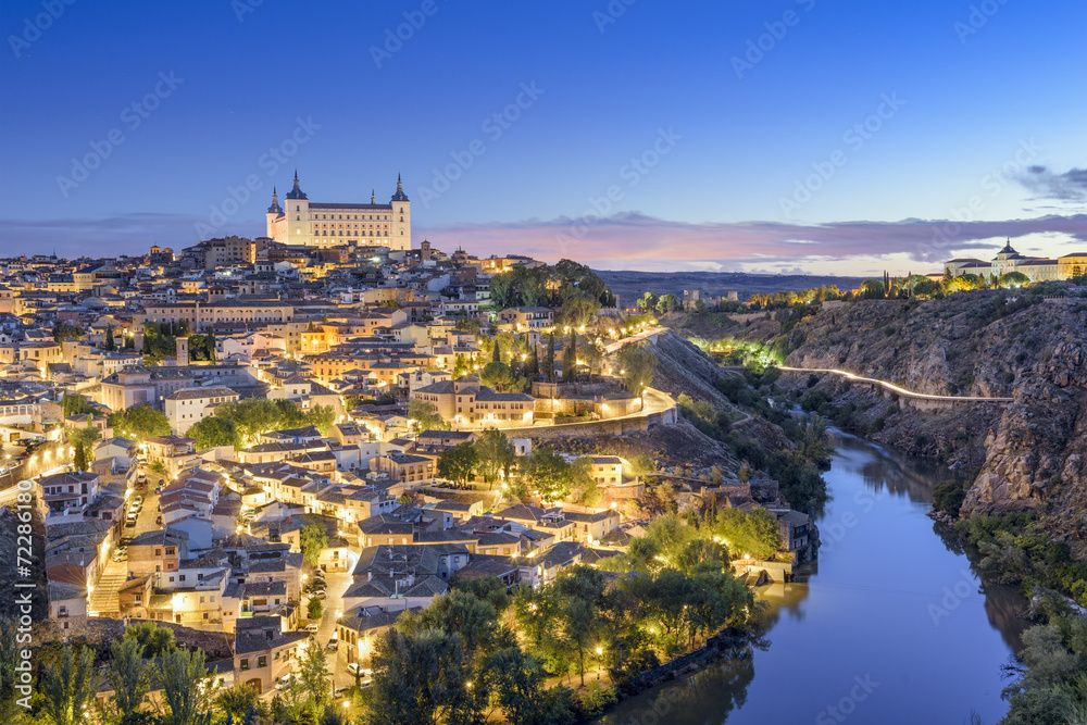Toledo, Spain Town Skyline at Dawn