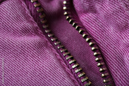 Zipper on clothes close up