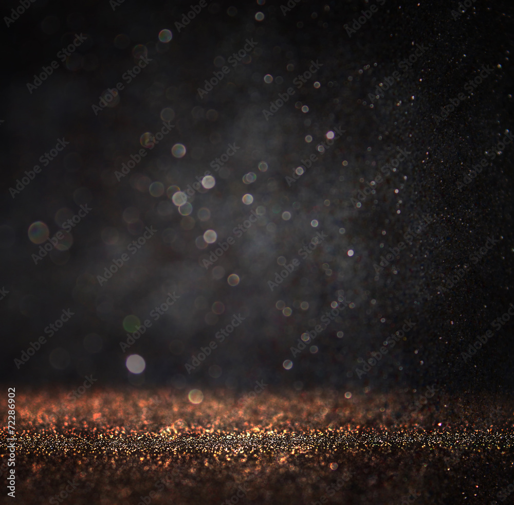 Obraz premium dark glitter vintage lights background. light gold and black. de
