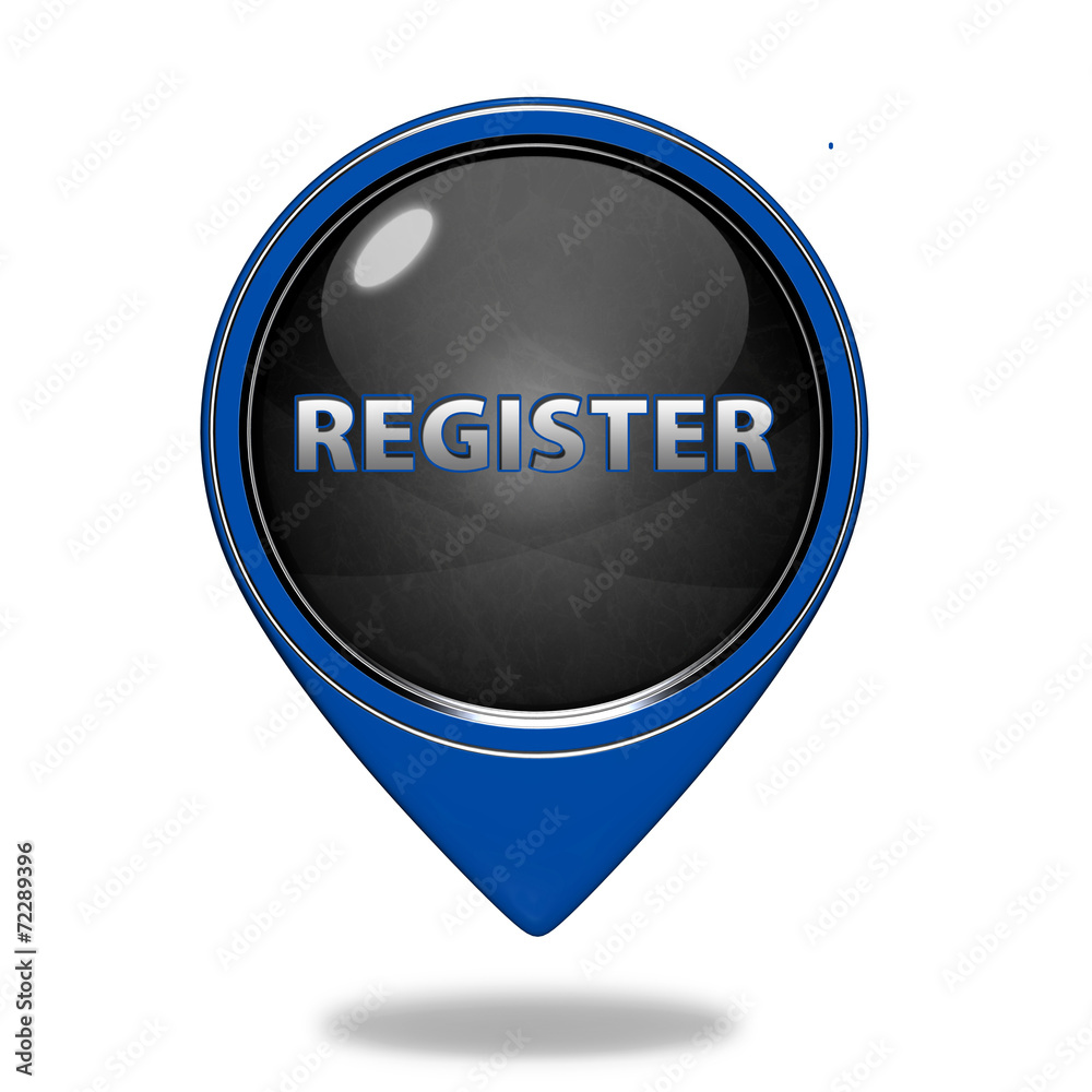 register pointer button on white background register pointer button on white background