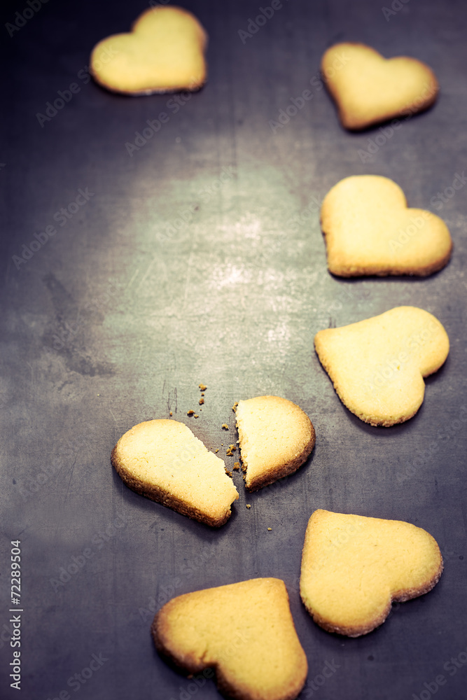 Shortbread cookies in shape of heart Shortbread cookies in shape of heart
