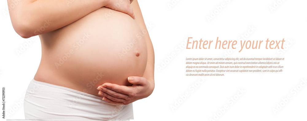 belly of a pregnant woman isolated - obrazy, fototapety, plakaty 