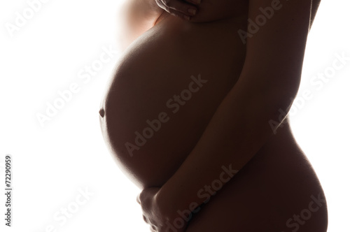 belly of a pregnant woman isolated