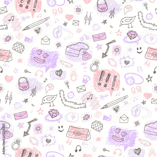 Accessories. Hand drawn seamless pattern.