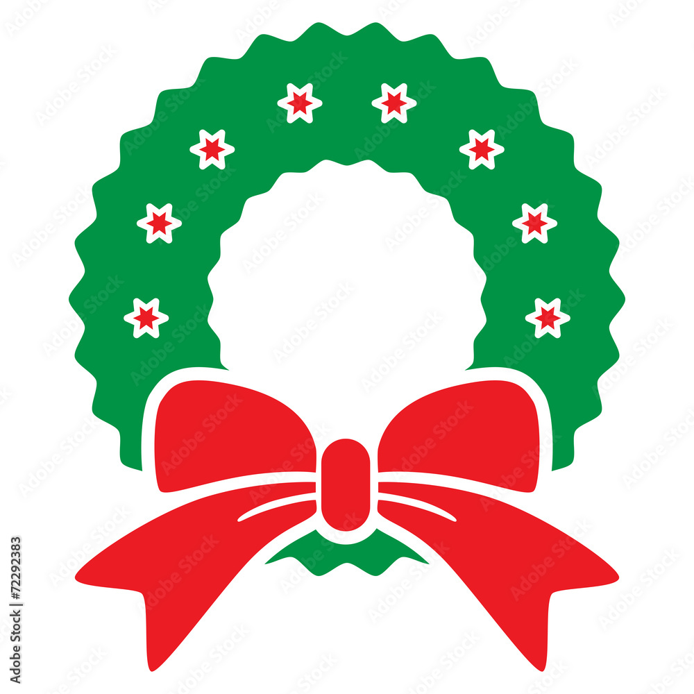 Weihnachtskranz mit Schleife, rot, grün, Vektor, freigestellt  Stock-Vektorgrafik | Adobe Stock