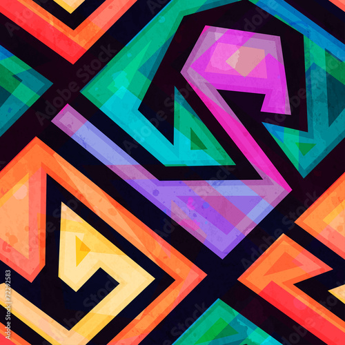 music geometric seamless pattern with grunge effect