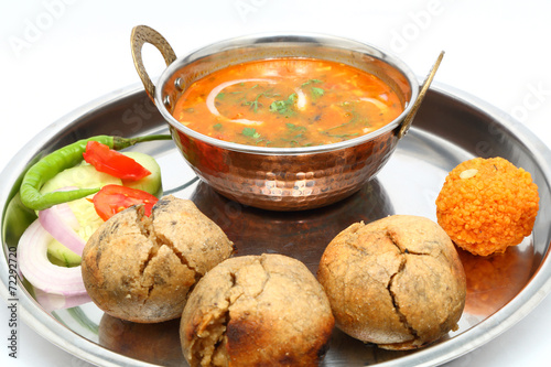 Traditional Rajasthani Food Daal Baati. Indian Food. Dal Bati.