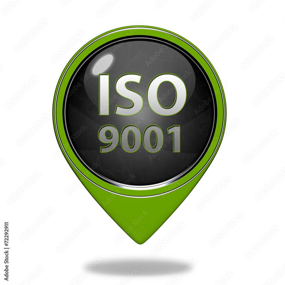 Iso 9001 pointer icon on white background Iso 9001 pointer icon on white background