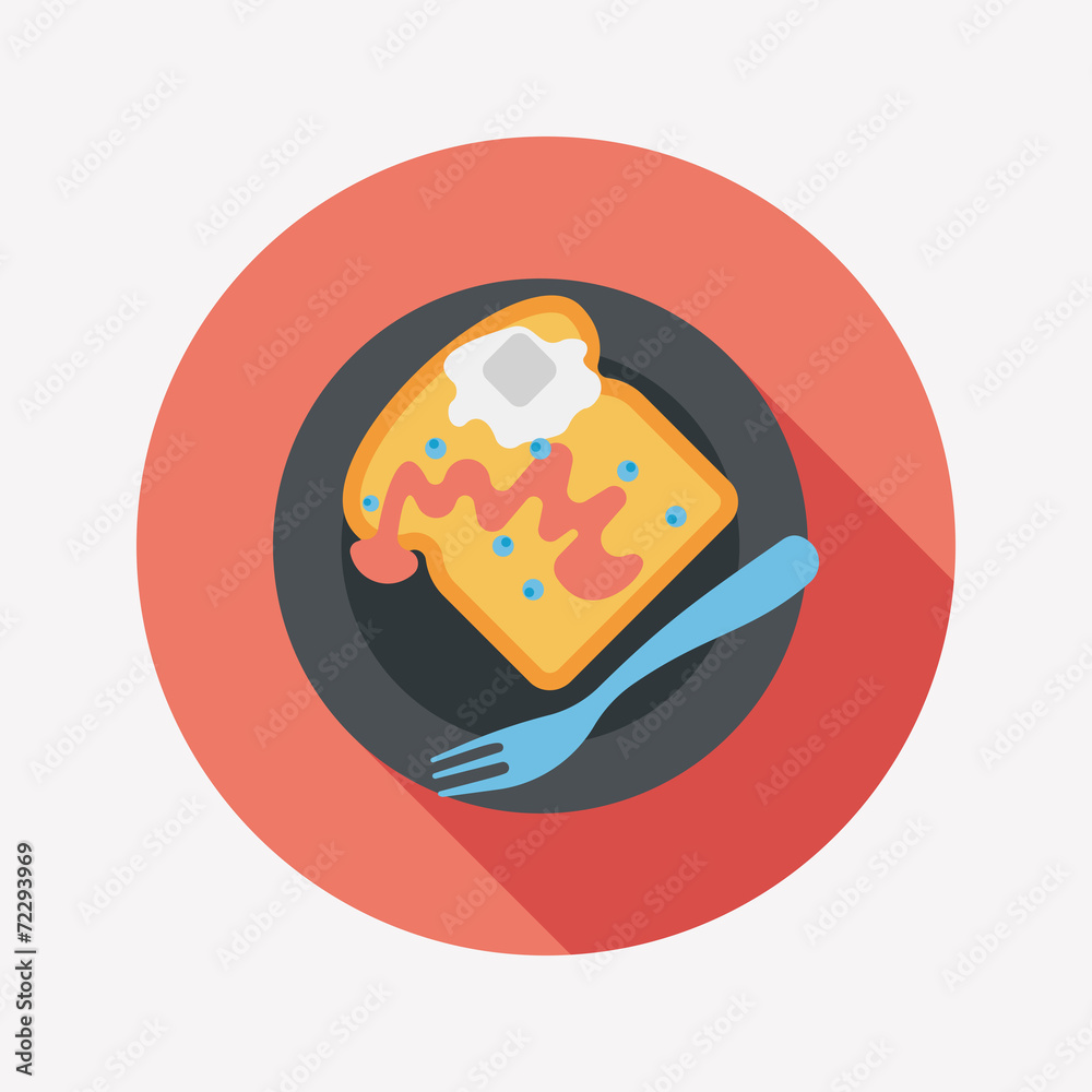 breakfast toast flat icon with long shadow,eps10 breakfast toast flat icon with long shadow,eps10