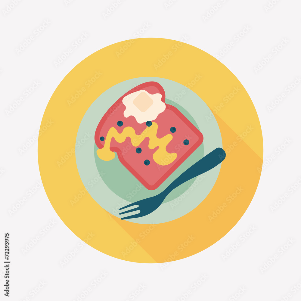 breakfast toast flat icon with long shadow,eps10 breakfast toast flat icon with long shadow,eps10