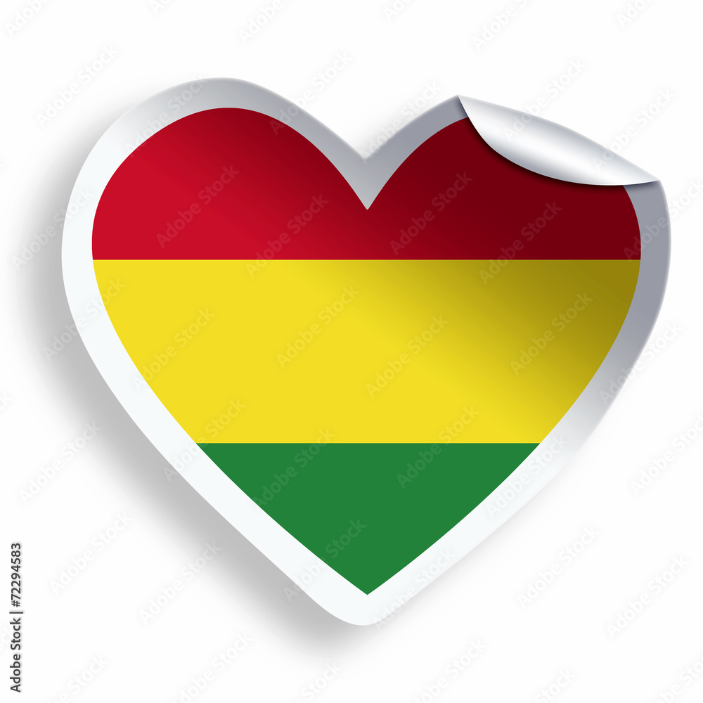 Heart sticker with flag of Bolivia isolated on white Heart sticker with flag of Bolivia isolated on white