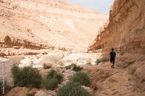 Hiking in stone desert middle east adventure