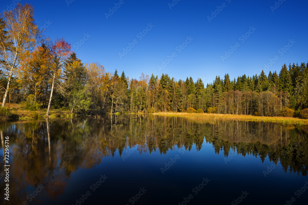 autumn landscape - lake and autumnal forest autumn landscape - lake and autumnal forest