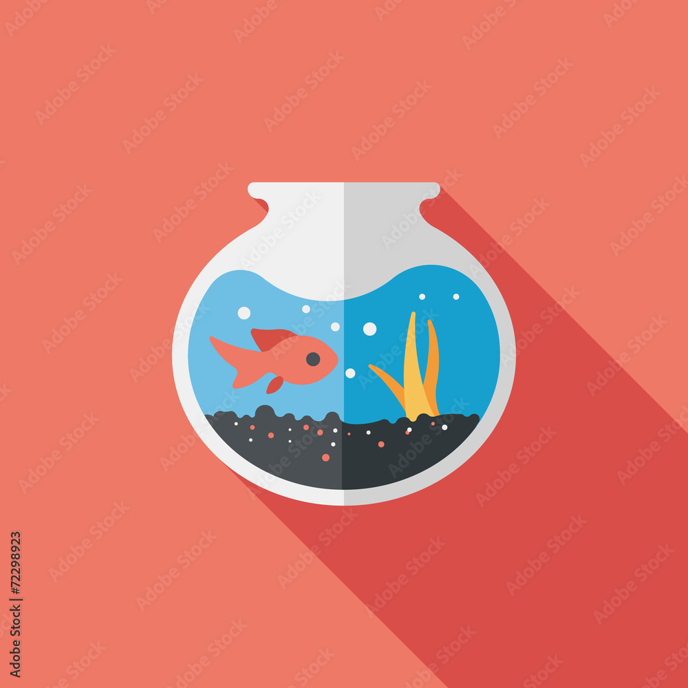 Pet fish bowl flat icon with long shadow,eps10 Pet fish bowl flat icon with long shadow,eps10
