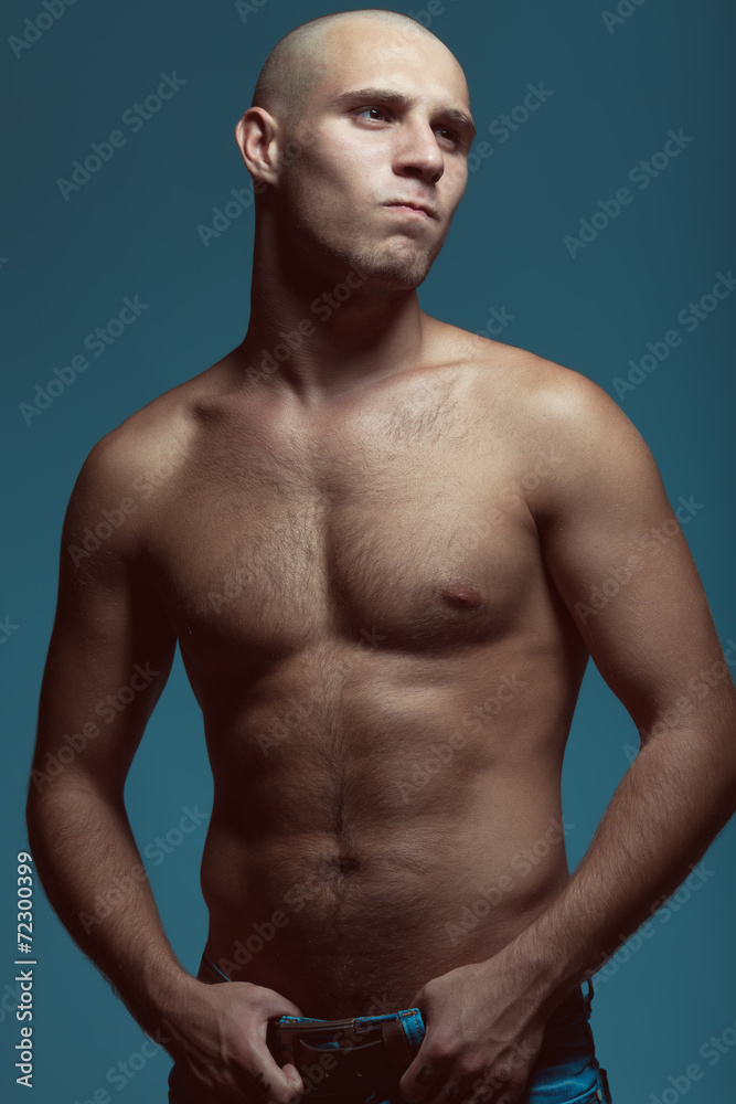 Fototapeta premium Tough guy concept. Angry handsome male model