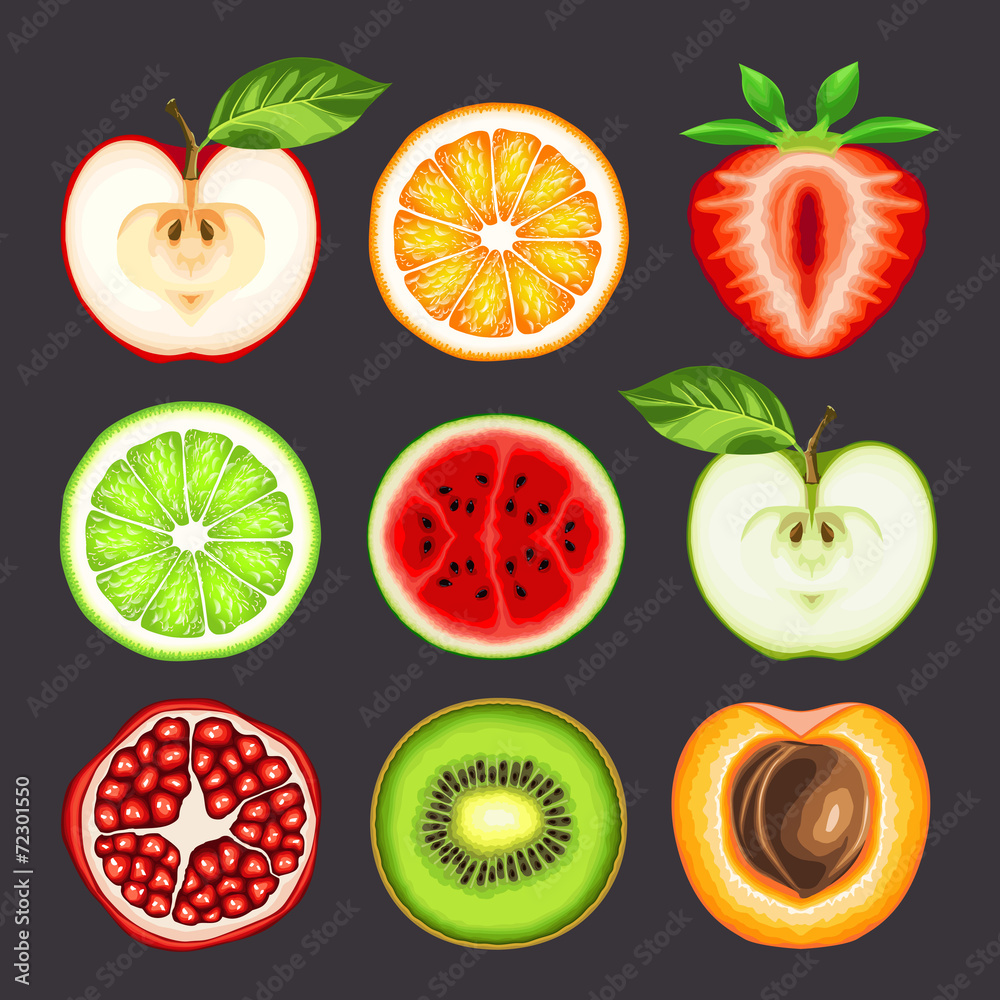 Naklejka premium fresh fruit slices