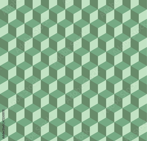 A green seamless geometric cube pattern background