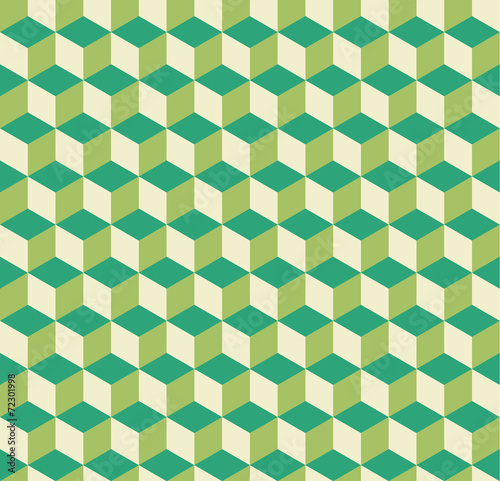 A green seamless geometric cube pattern background