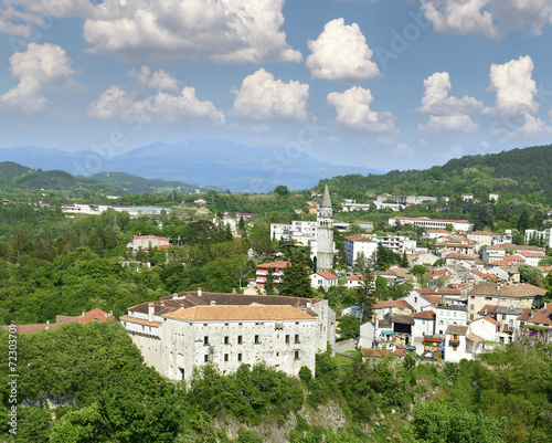 View of Castle Montecuccoli and panorama of old Pazin, Istria photo