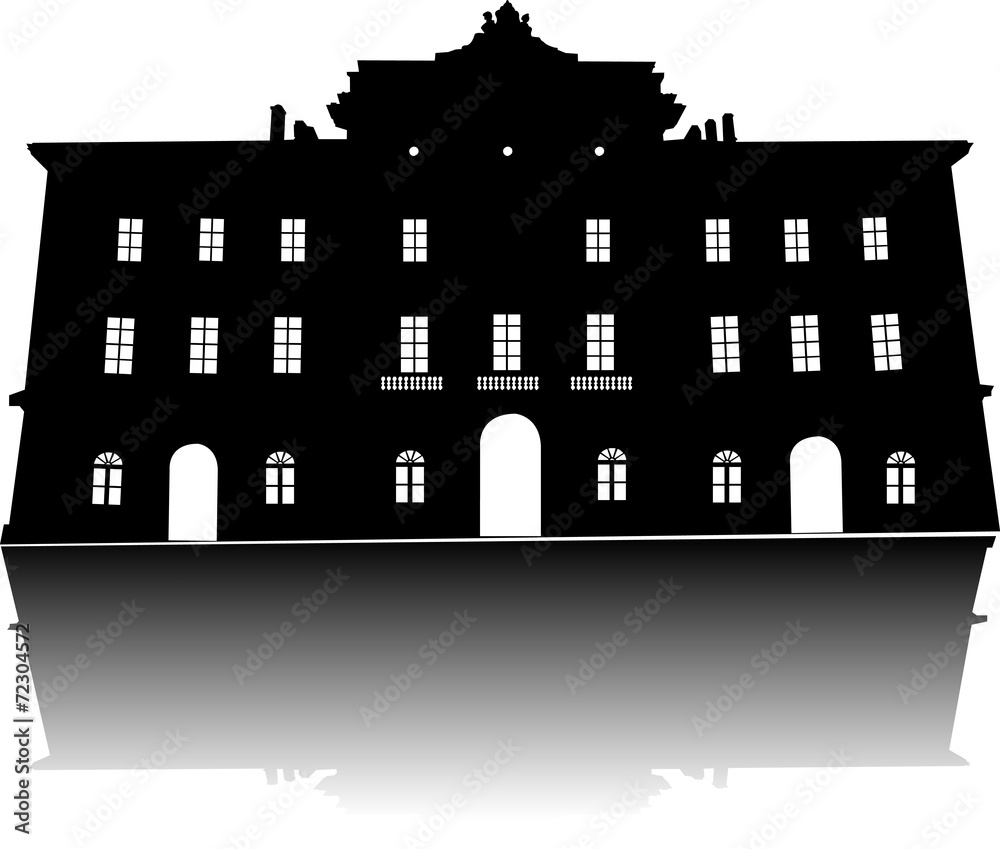 Silhouette of old building vector