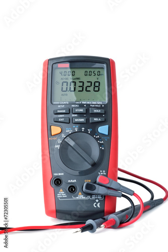 Digital multimeter isolated on white