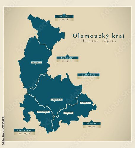 Modern Map - Olomoucky kraj CZ