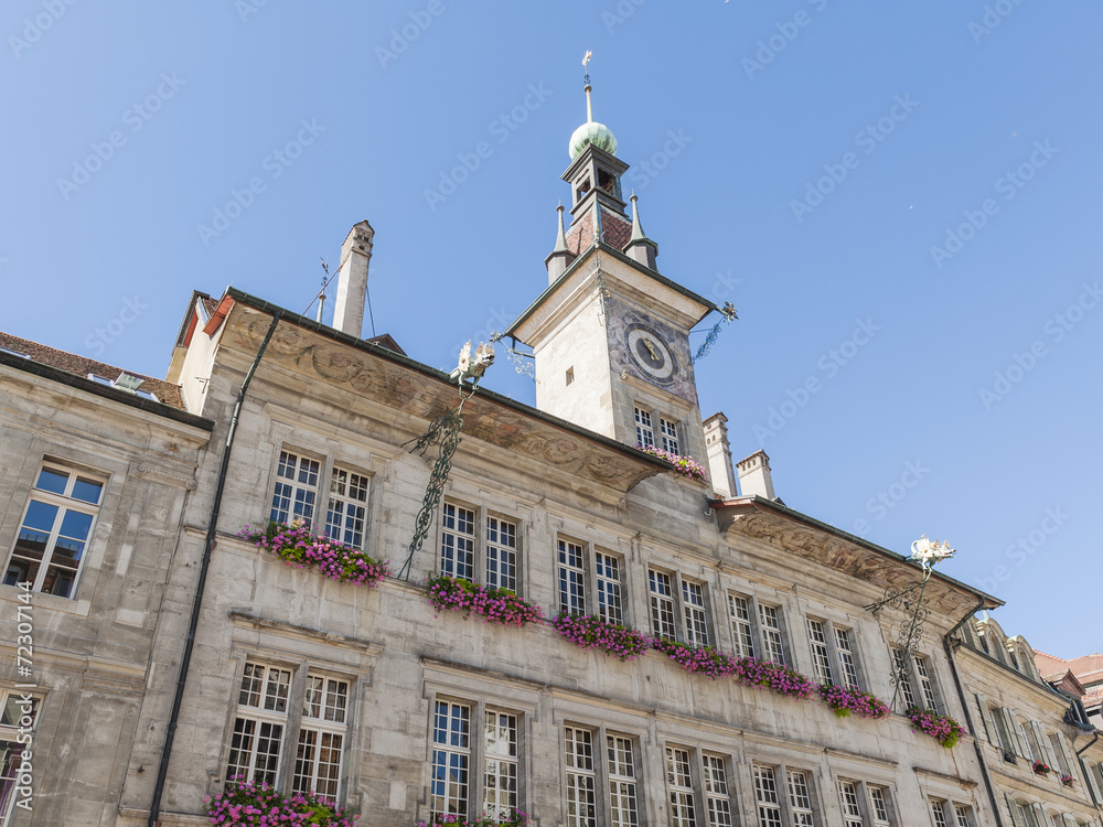Lausanne, historische Altstadt, Rathaus, Sommer, Schweiz