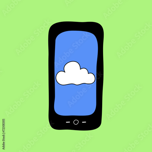 Doodle style phone with cloud