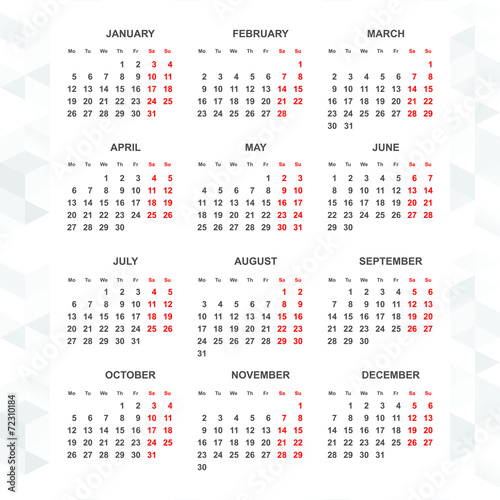 Simple 2015 calendar vector vertical