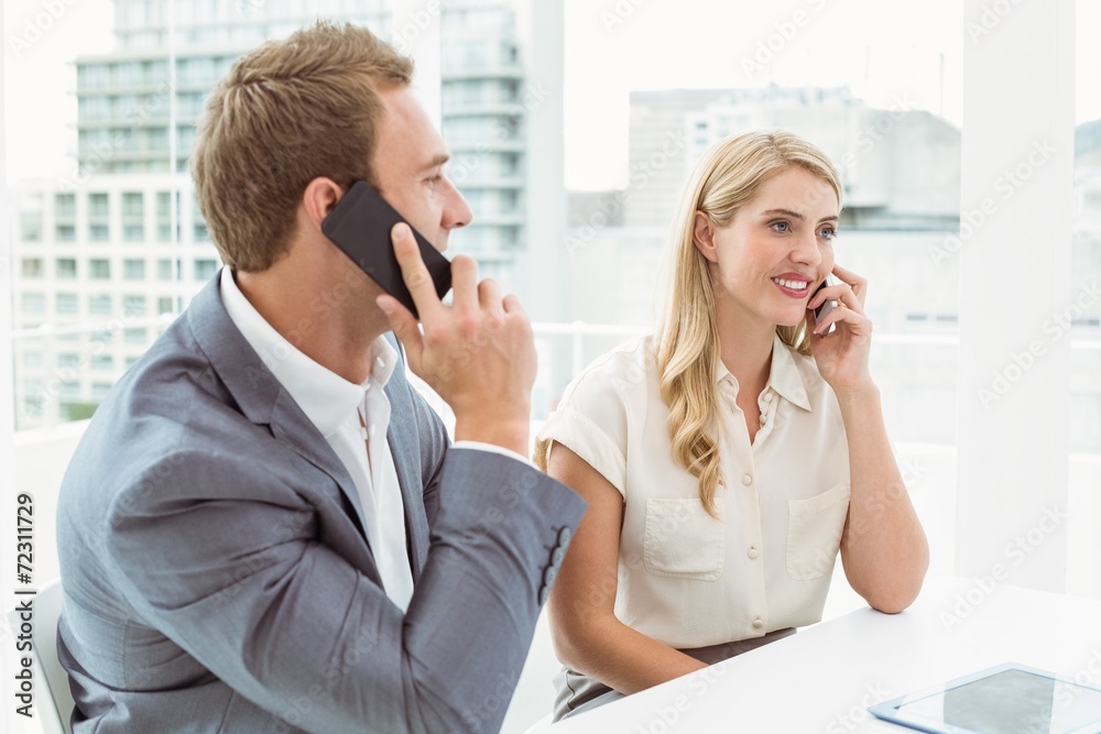 Business people using mobile phones Business people using mobile phones