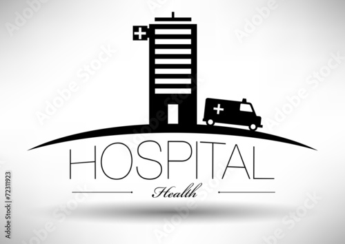 Hospital Icon with Typographic Design © Kürşat Ünsal