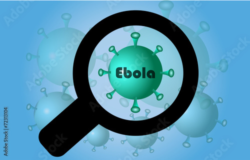 blue ebola on zoom microscope illustration