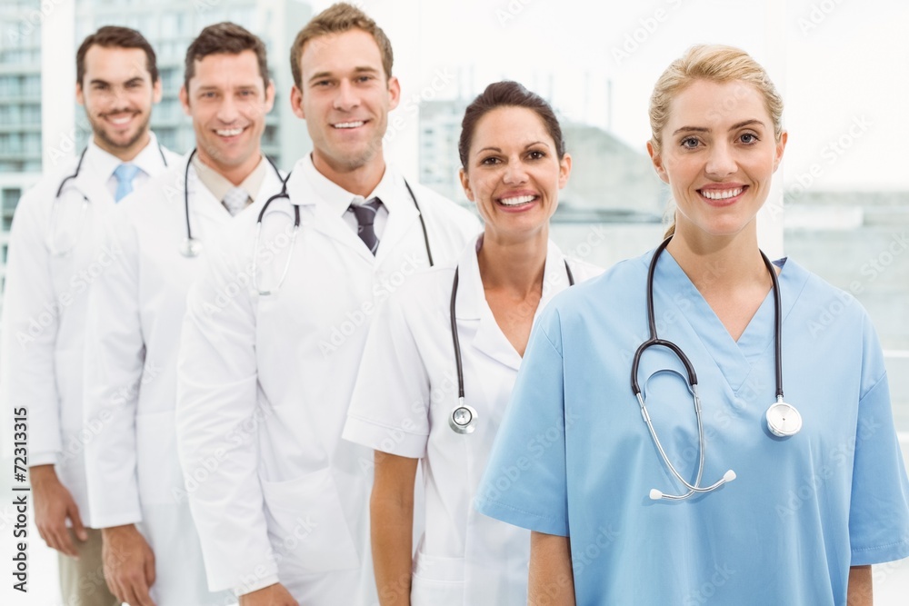 Portrait of confident doctors in row Portrait of confident doctors in row