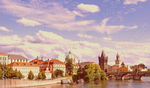 Charles Bridge in Prague on a sunny day Czech Republic. The capi photo